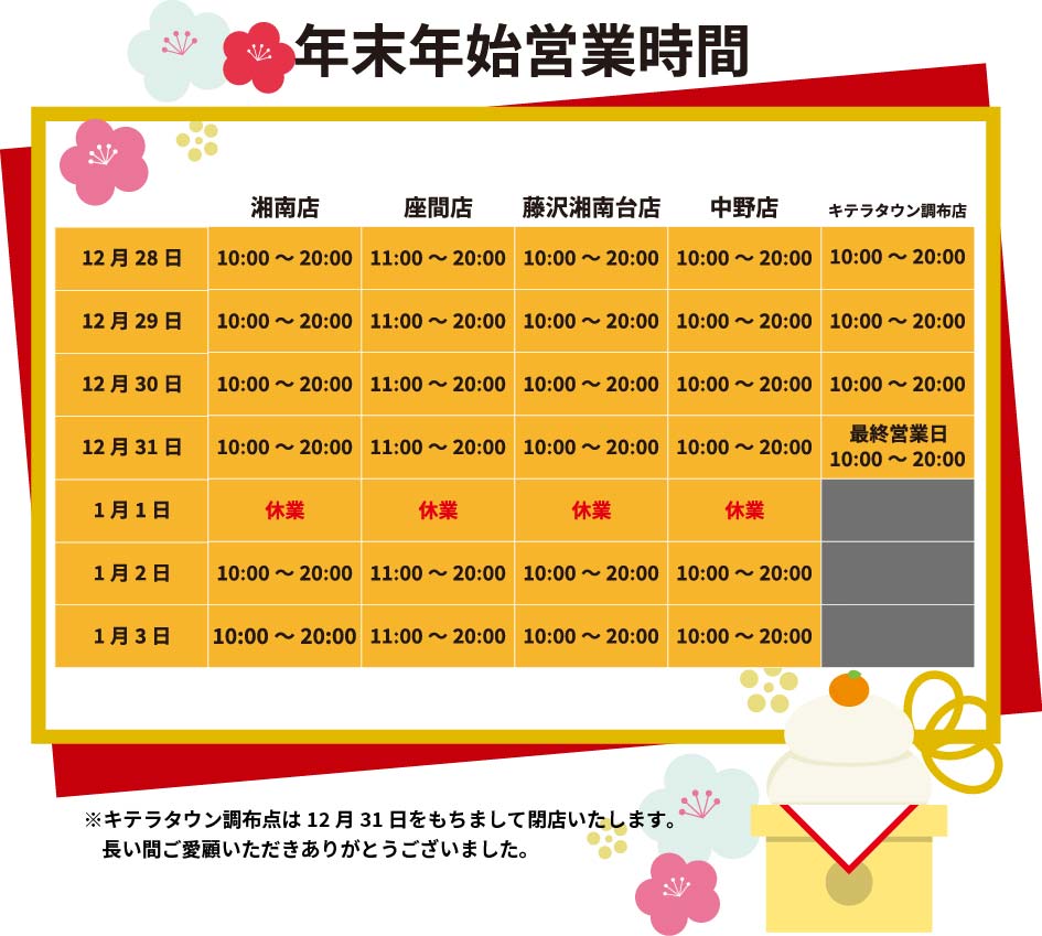 年末 年始 営業 時間
